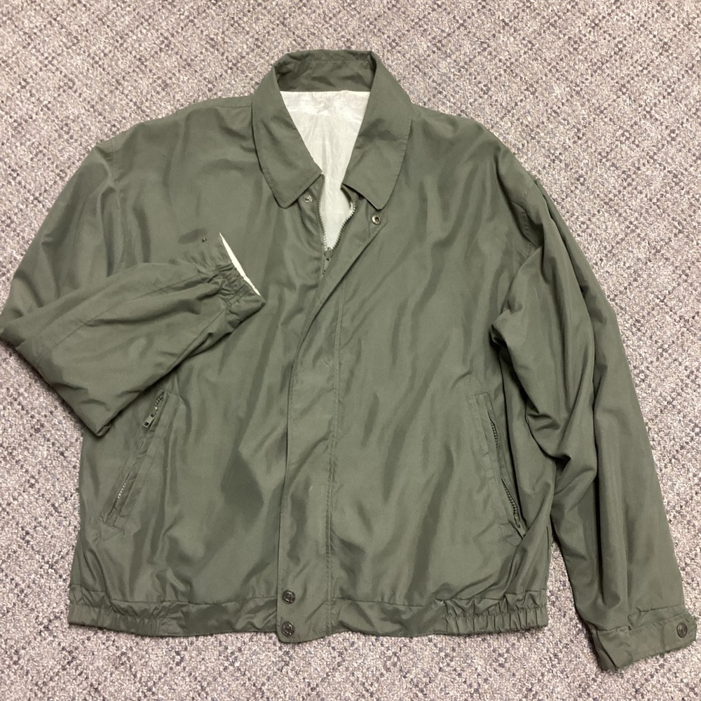 Vintage J. G. Hook Olive Green Reversible Tan Lightweight Zip Up Jacket Size XL